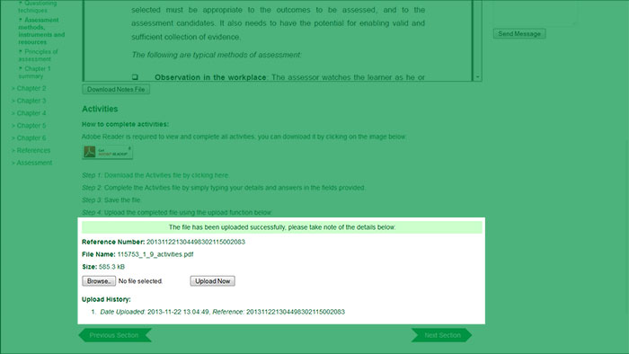 Activities Upload Results